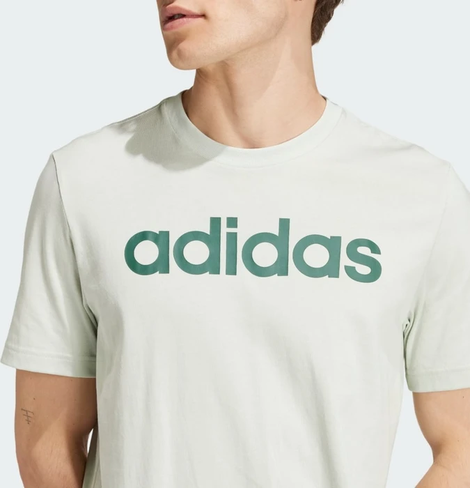 adidas Essentials Single Jersey Linear Embroidered Logo T-Shirt kurzarm linen green (Herren)