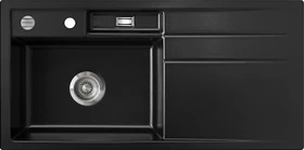 systemceram Bela 100 F Einbau Becken links mit Ablauffernbedienung nero