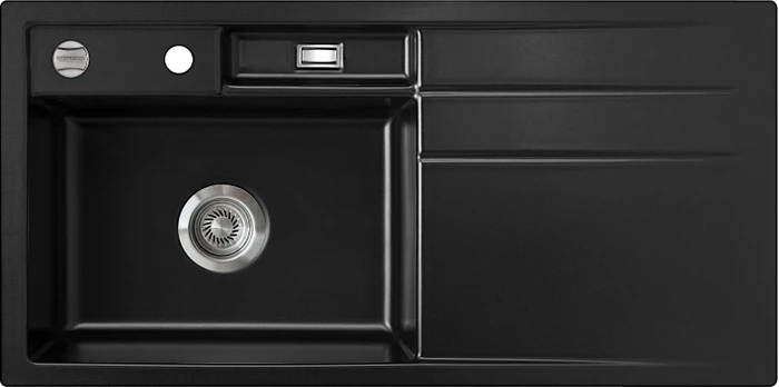 systemceram Bela 100 F Einbau Becken links mit Ablauffernbedienung nero