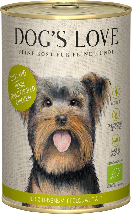 PetCo Dog's Love Bio Huhn mit Buchweizen, Sellerie und Basilikum, 400g