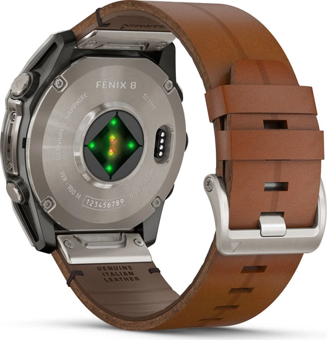 Garmin Fenix 8 51mm Sapphire titanium/chestnut leather