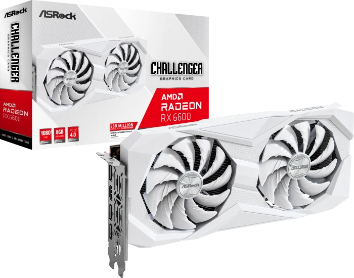 ASRock Radeon RX 6600 Challenger White 8GB, RX6600 CLW 8G, 8GB GDDR6, HDMI, 3x DP