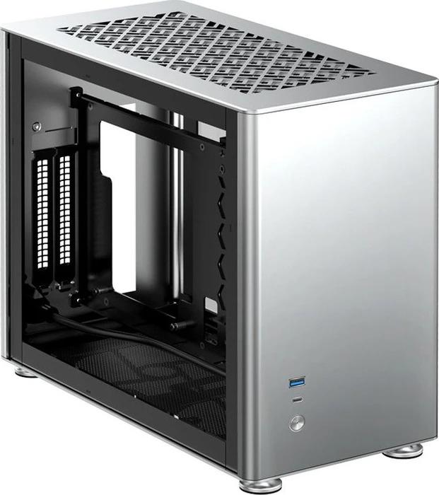 Jonsbo A4, silber, Glasfenster, Mini-ITX