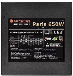 Thermaltake European Gold Paris 650W, ATX 2.3