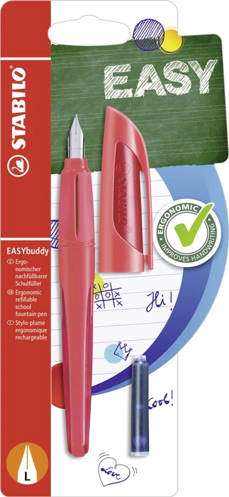 STABILO EASYbuddy korallenrot/rot, linke Hand, Blister