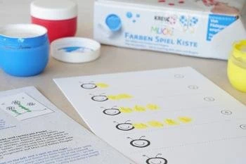 Kreul Mucki Fingerfarbe Farben Spiel Kiste - Wir zählen mit Farben und Fingern, Set 5 Stück 50ml