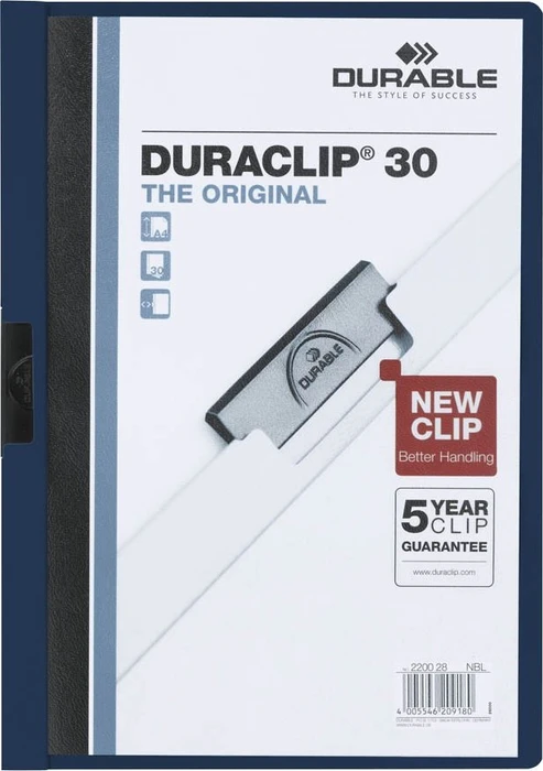 Durable Duraclip 30 Klemmmappe, A4, nachtblau/transparent, 25er-Pack