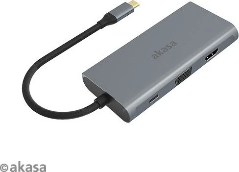 Akasa 9-in-1 Dock, USB-Hub, Dual-Slot-Cardreader, USB-C 3.0 [Stecker]