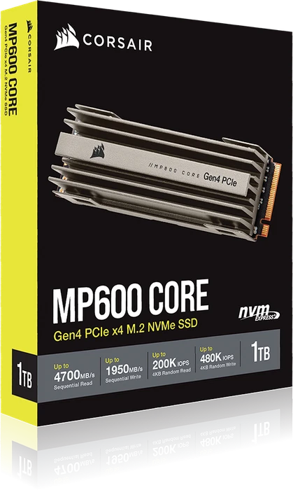 Corsair Force Series MP600 Core 1TB, M.2 2280 / M-Key / PCIe 4.0 x4, Kühlkörper