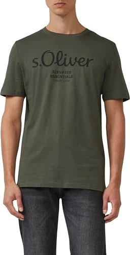 s.Oliver Logo-Print T-Shirt kurzarm olive (Herren)