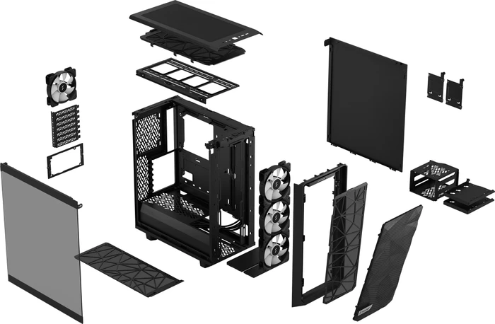Fractal Design Meshify 2 Compact RGB Black TG Light Tint, Glasfenster