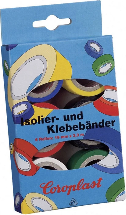 Coroplast Isolierband-Set blau/gelb/grün/rot, Isolierband, 19mm/3m