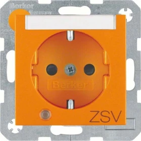 Berker S.1/B.3/B.7 Steckdose SCHUKO mit Kontroll-LED, Beschriftungsfeld und erhöhtem Berührungsschutz, orange matt