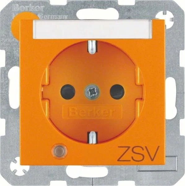 Berker S.1/B.3/B.7 Steckdose SCHUKO mit Kontroll-LED, Beschriftungsfeld und erhöhtem Berührungsschutz, orange matt
