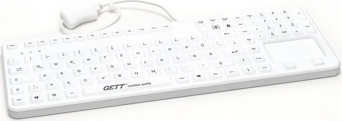 GETT KG26236 GCQ CleanType Prime Touch Plus mit Touchpad, medizinische Silikontastatur, weiß, USB, DE