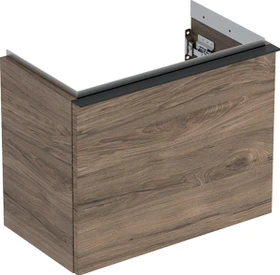 Geberit iCon Unterschrank für Handwaschbecken mit einer Schublade 52cm, Korpus und Front: Nussbaum hickory/Melamin Holzstruktur, Griff: lava/pulverbeschichtet matt