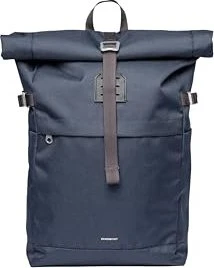 Sandqvist Rolltop 14" navy/black leather