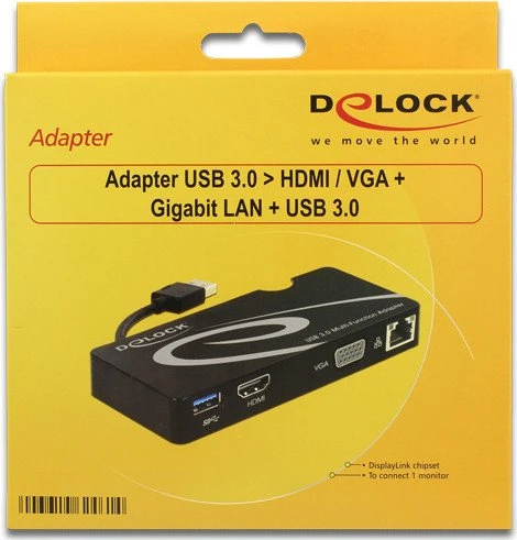 DeLOCK Adapter USB 3.0 auf HDMI/VGA + Gigabit LAN, USB 3.0