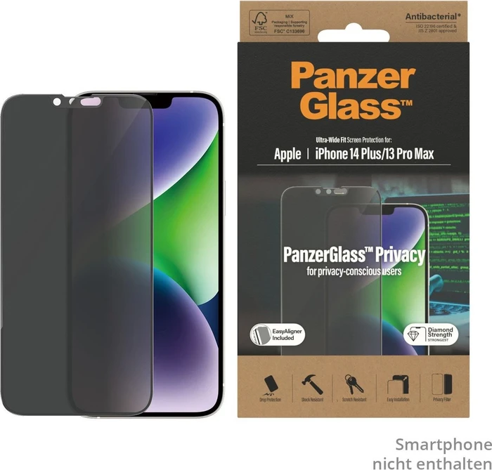 PanzerGlass Ultra-Wide Fit Privacy with EasyAligner für Apple iPhone 14 Plus/13 Pro Max