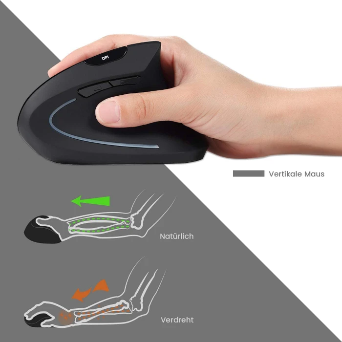 Perixx Periduo 605 Wireless Ergonomic Split Keyboard and Vertical Mouse Combo schwarz, USB, DE