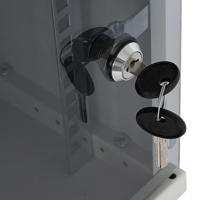 HMF Serverschrank 10", HMF 63400 12HE, Sicherheitsglastür, IP20, grau, 300mm tief