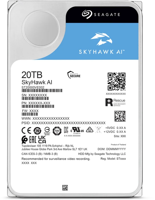 Seagate SkyHawk AI +Rescue 20TB, 24/7, 512e / 3.5" / SATA 6Gb/s