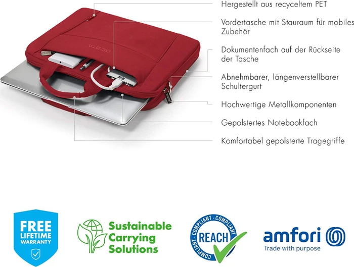 Dicota Eco Slim Case Base 13-14.1" Notebooktasche rot