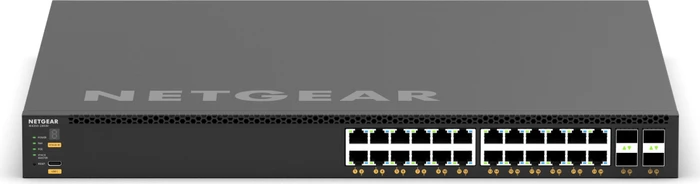 Netgear AVoIP M4350 Rackmount 10G Managed Switch, 24x RJ-45, 4x SFP28, 576W PoE+