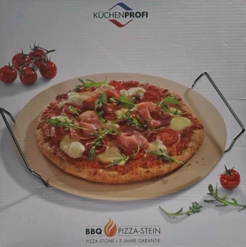 Küchenprofi Pizzastein rund mit Gestell BBQ 30.5cm