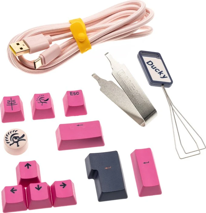 Ducky One 3 Fuji TKL PBT rosa/blau, MX SILENT RED, USB, DE