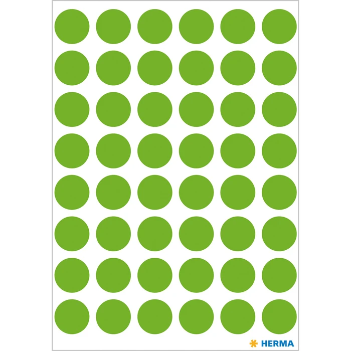 Herma Markierungspunkte 13mm, leuchtgrün, 50 Blatt