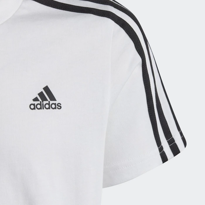 adidas Essentials 3-Streifen Cotton T-Shirt kurzarm weiß/schwarz (Junior)