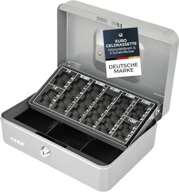 HMF 10022 Geldkassette, silber, Schlüsselschloss