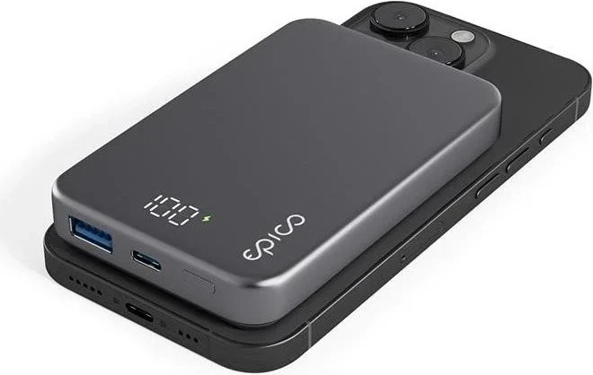 Epico Power Bank Mag+ Aluminium 10000mAh grau