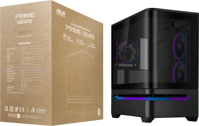 ASUS Prime AP202 ARGB, schwarz, Glasfenster