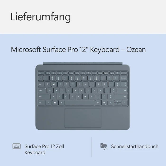 Microsoft Surface Pro 12" Keyboard mit Copilot-Taste, Ozean, DE