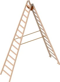 Layher Topic 1038 Holz 2-tlg. Stehleiter, 2x 14 Stufen