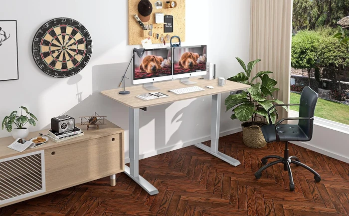 Maidesite S2 Pro Plus elektrisch höhenverstellbarer Sitz-Steh-Schreibtisch 160x80cm Eiche/grau