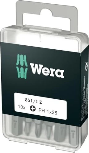 Wera DIY 851/1 Z Kreuzschlitz Bit 1/4", PH1x25mm, 10 Stück