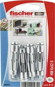fischer HM 6x52 S K Hohlraum-Metalldübel Schrauben/Dübel-Sortiment, 4 Stück