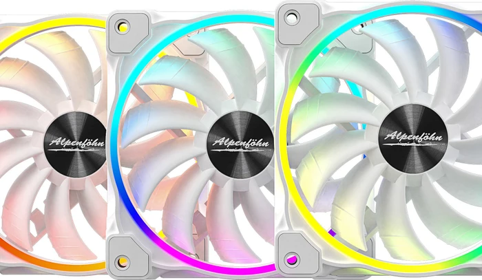 Alpenföhn Wing Boost 3 ARGB White Edition Triple, weiß, LED-Steuerung, Fernbedienung, 120mm, 3er-Pack
