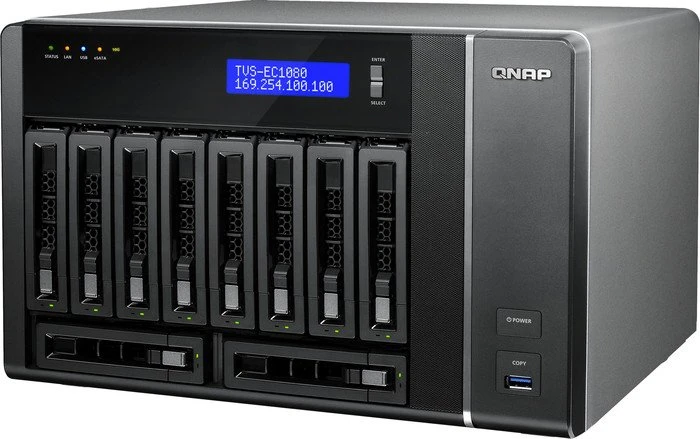QNAP TVS-EC1080-i3-8G, 8GB RAM, 4x RJ-45 1000Base-T, 3x USB-A 3.0