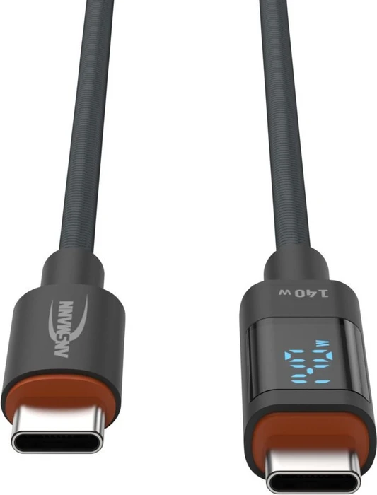 Ansmann USB-C Kabel, USB 2.0, 480Mb/s, 140W PD 3.1, USB-C Stecker auf USB-C Stecker, schwarz, 1.2m