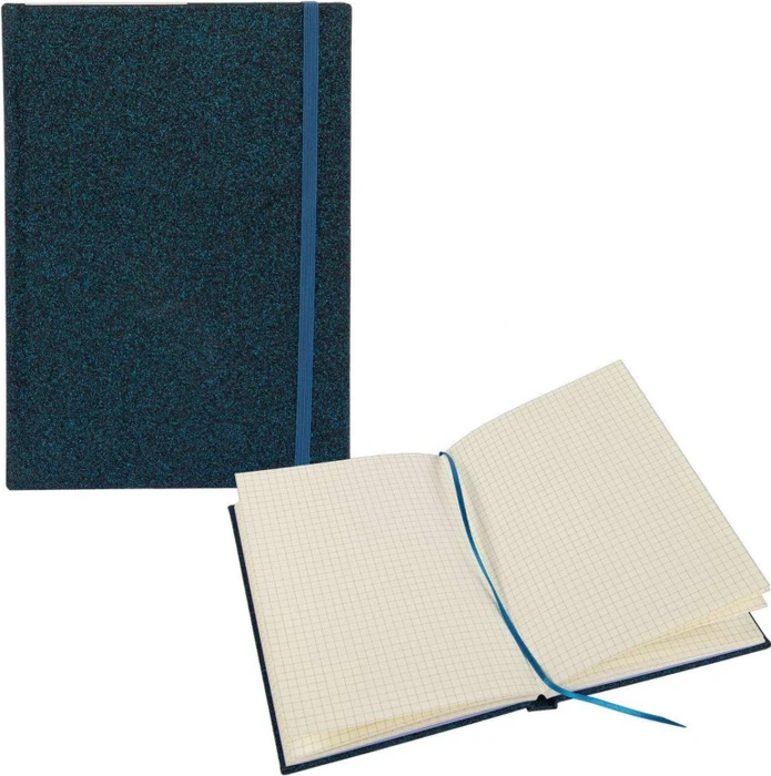 Idena Glitter Notizbuch, 140x200mm, kariert, nachtblau, 80 Blatt