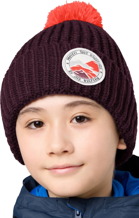 Jack Wolfskin Pompom Badge Beanie amaranth (Junior)