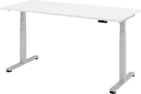 Hammerbacher Ergonomic Aktiv XDSM19/W/S elektrisch höhenverstellbarer Sitz-Steh-Schreibtisch 180x80cm weiß/silber