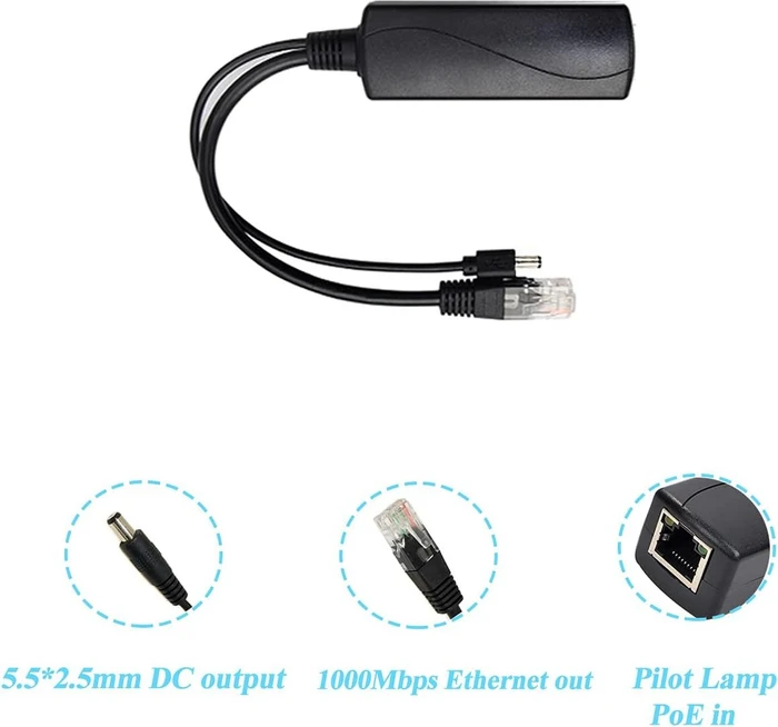 Revotech Desktop Gigabit PoE-Splitter, 2x RJ-45, PoE+ PD
