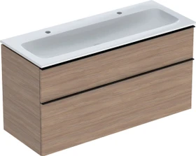 Geberit iCon Set Möbelwaschtisch/Unterschrank 120cm weiß/KeraTect, Korpus: Eiche/Melamin Holzstruktur, Griff: lava/pulverbeschichtet matt