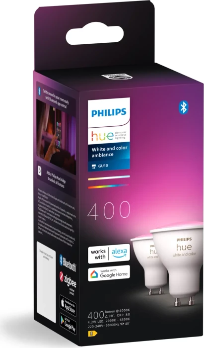 Philips Hue White and Color Ambiance 400 GU10 4.2W, 2 Stück