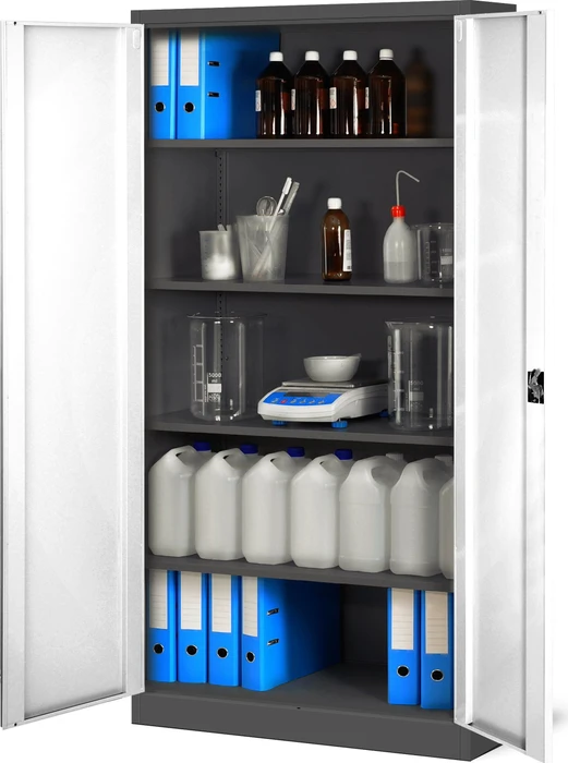 Jan Nowak C001H Flügeltürenschrank, anthrazit/weiß, Aktenschrank